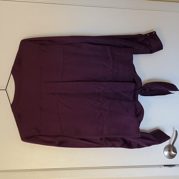 100% Silk Antonio Melani Purple Long Sleeve Blouse - Picture 5 of 6